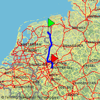 De route naar Wuppertal
